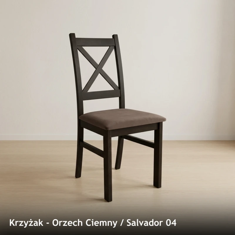 Krzesło drewniane KRZYŻAK - Orzech Ciemny, Salvador 04