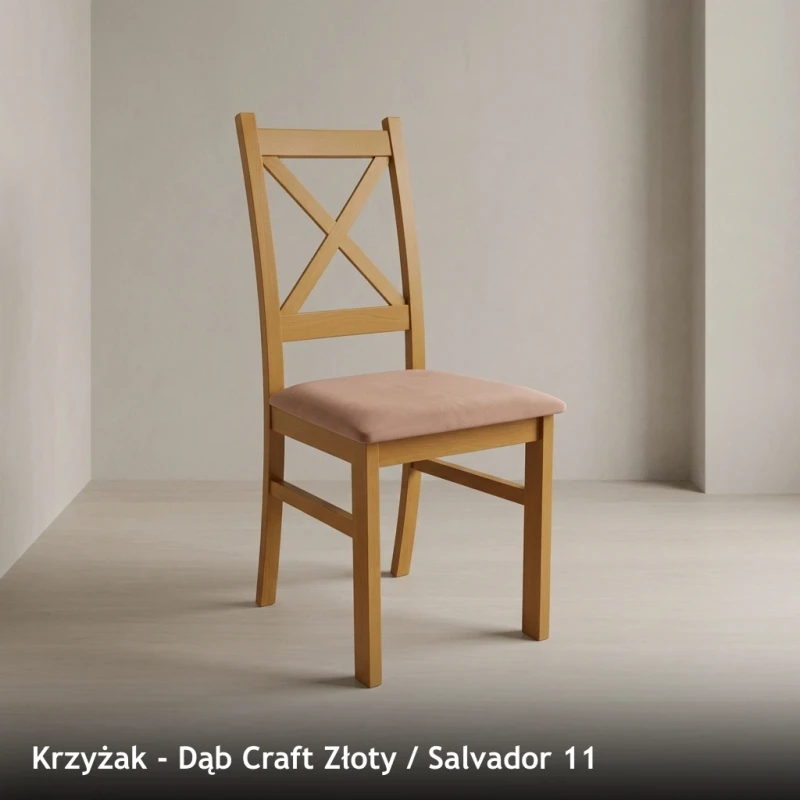 Krzesło drewniane KRZYŻAK - Dąb Craft Złoty, Salvador 11