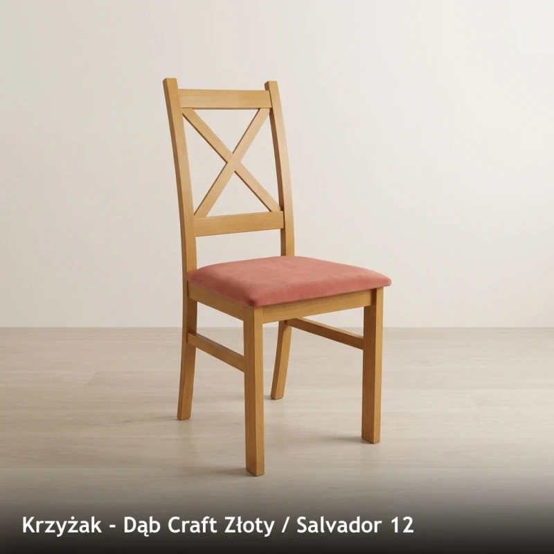 Krzesło drewniane KRZYŻAK - Dąb Craft Złoty, Salvador 12