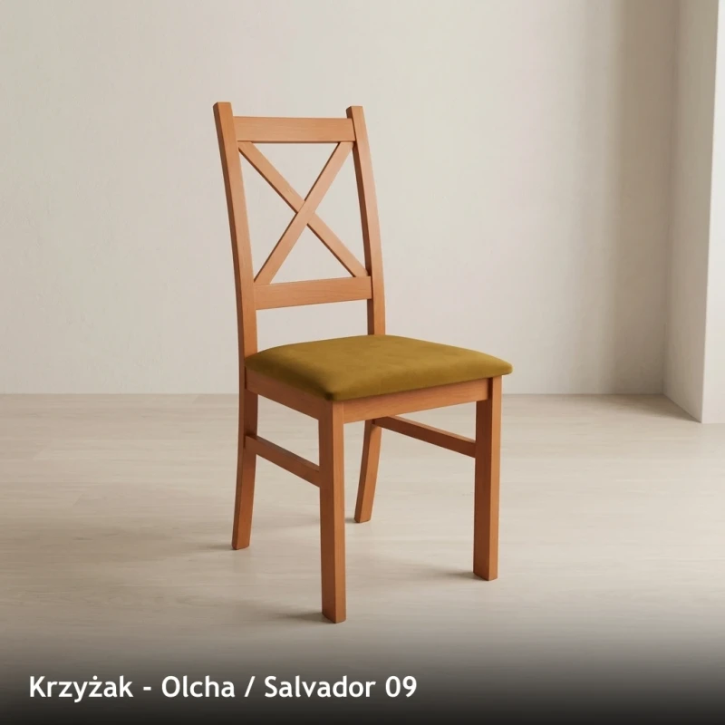 Krzesło drewniane KRZYŻAK - Olcha, Salvador 09