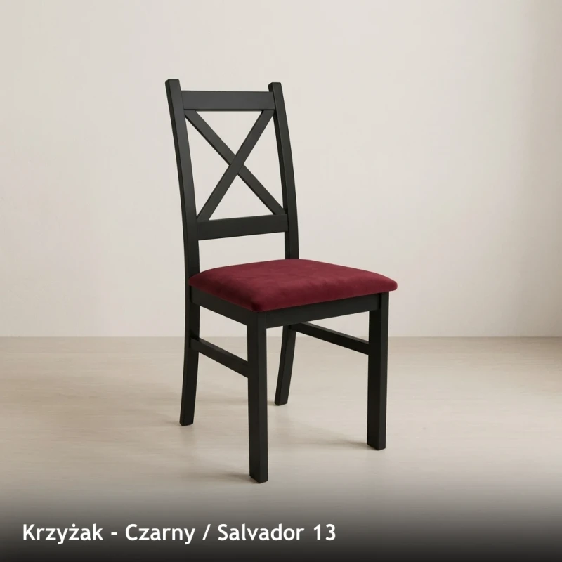 Krzesło drewniane KRZYŻAK - Czarny, Salvador 13