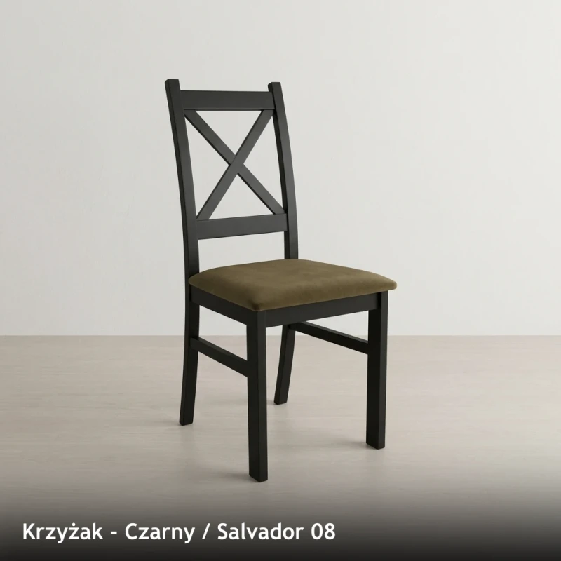 Krzesło drewniane KRZYŻAK - Czarny, Salvador 08