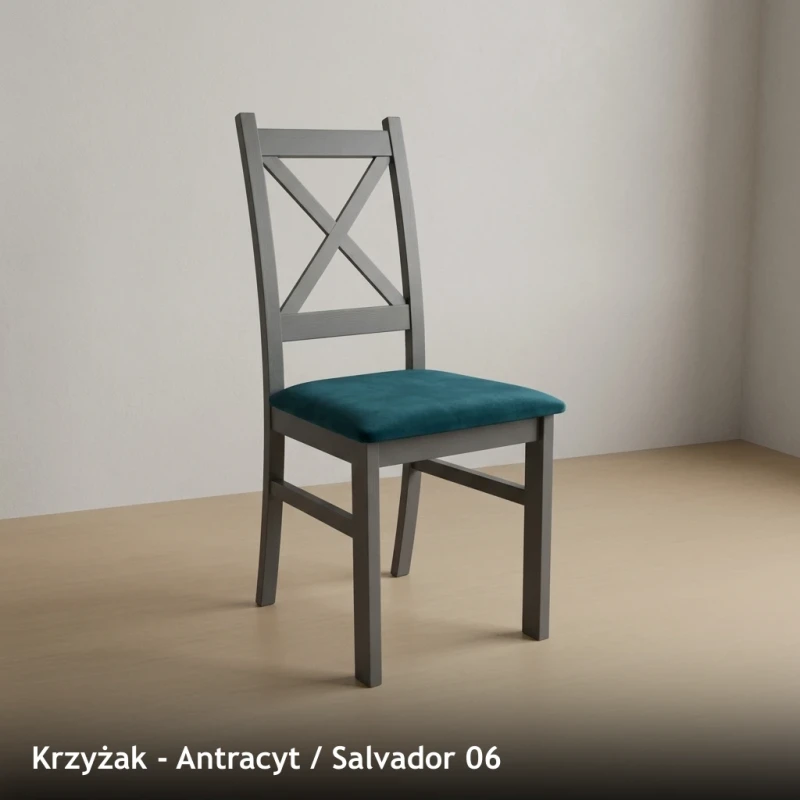 Krzesło drewniane KRZYŻAK - Antracyt, Salvador 06