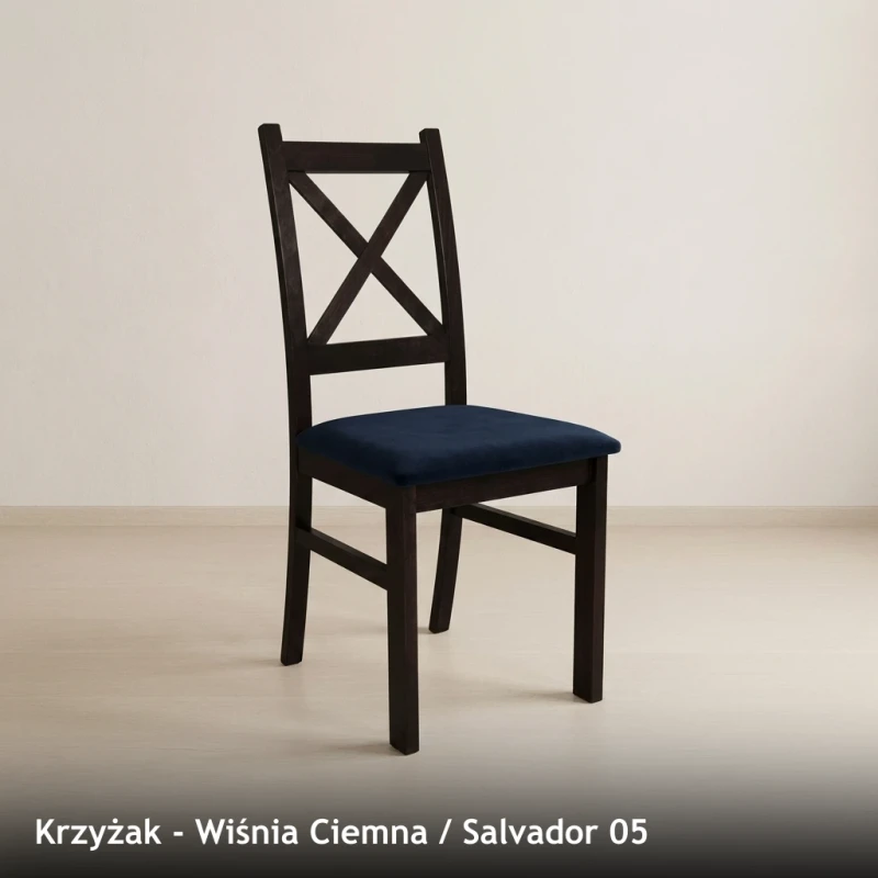Krzesło drewniane KRZYŻAK - Wiśnia Ciemna, Salvador 05