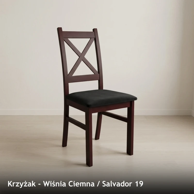 Krzesło drewniane KRZYŻAK - Wiśnia Ciemna, Salvador 19