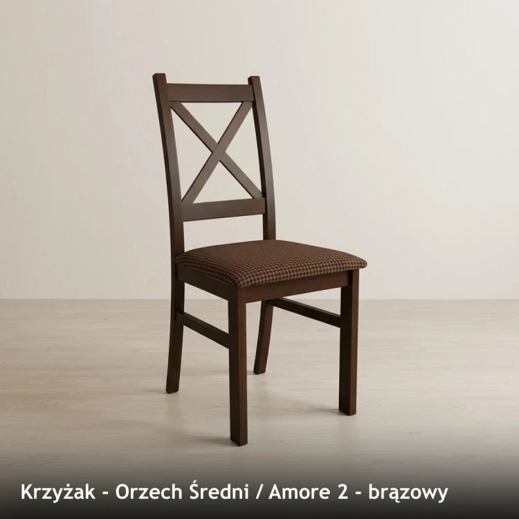 KRZYŻAK - stelaż Orzech Średni, tkanina Amore 2, brązowy