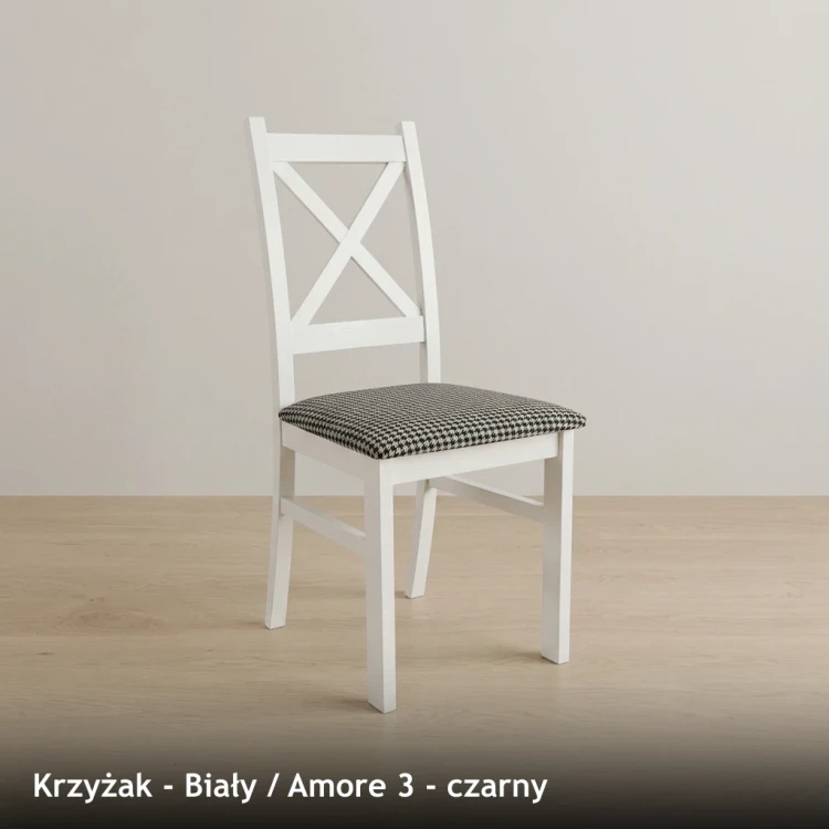 KRZYŻAK - stelaż Biały, tkanina Amore 3, czarny