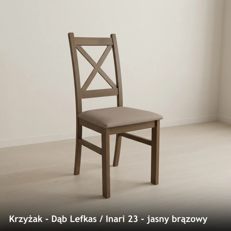 Krzesło drewniane KRZYŻAK - Dąb Lefkas, Inari 23, jasny brązowy