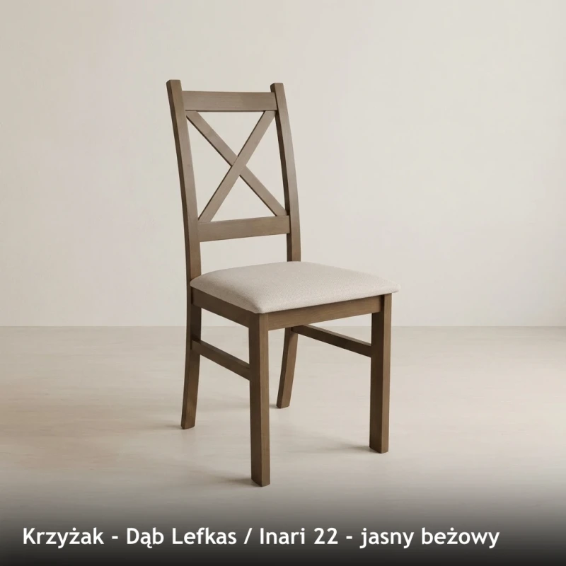 Krzesło drewniane KRZYŻAK - Dąb Lefkas, Inari 22, jasny beżowy