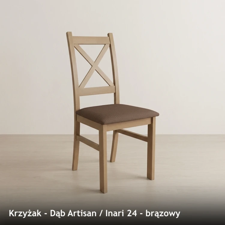 KRZYŻAK - stelaż Dąb Artisan, tkanina Inari 24, brązowy