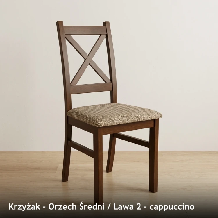 KRZYŻAK - stelaż Orzech Średni, tkanina Lawa 2, cappuccino