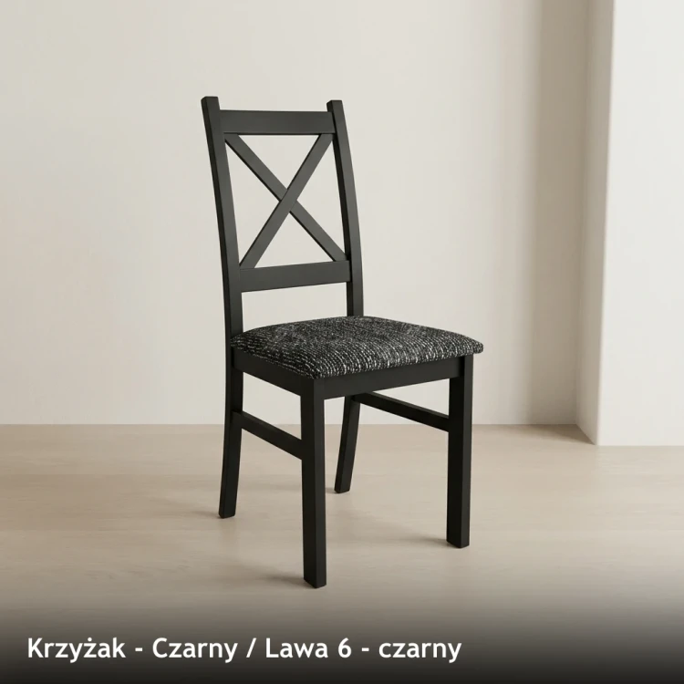KRZYŻAK - stelaż Czarny, tkanina Lawa 6, czarny