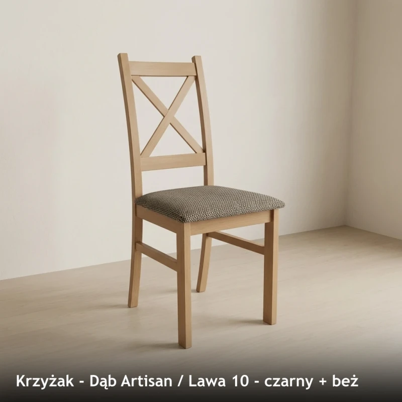 Krzyżak - Dąb Artisan - Lawa 10 - czarny + beż