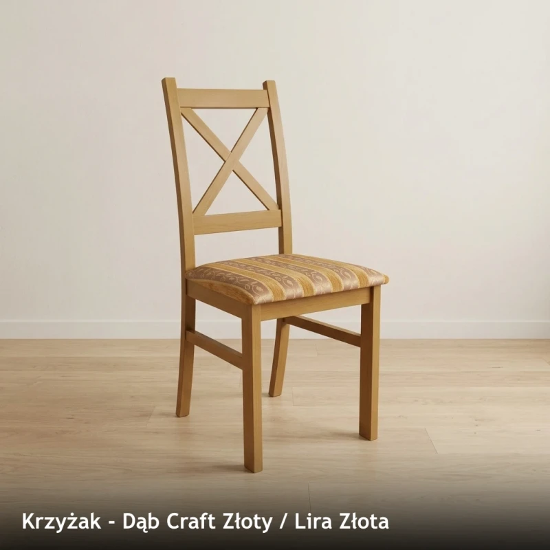 Krzesło drewniane KRZYŻAK - Dąb Craft Złoty, Lira Złota