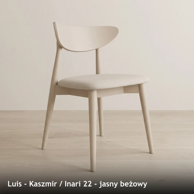 Krzesło drewniane LUIS - Kaszmir, Inari 22, jasny beżowy