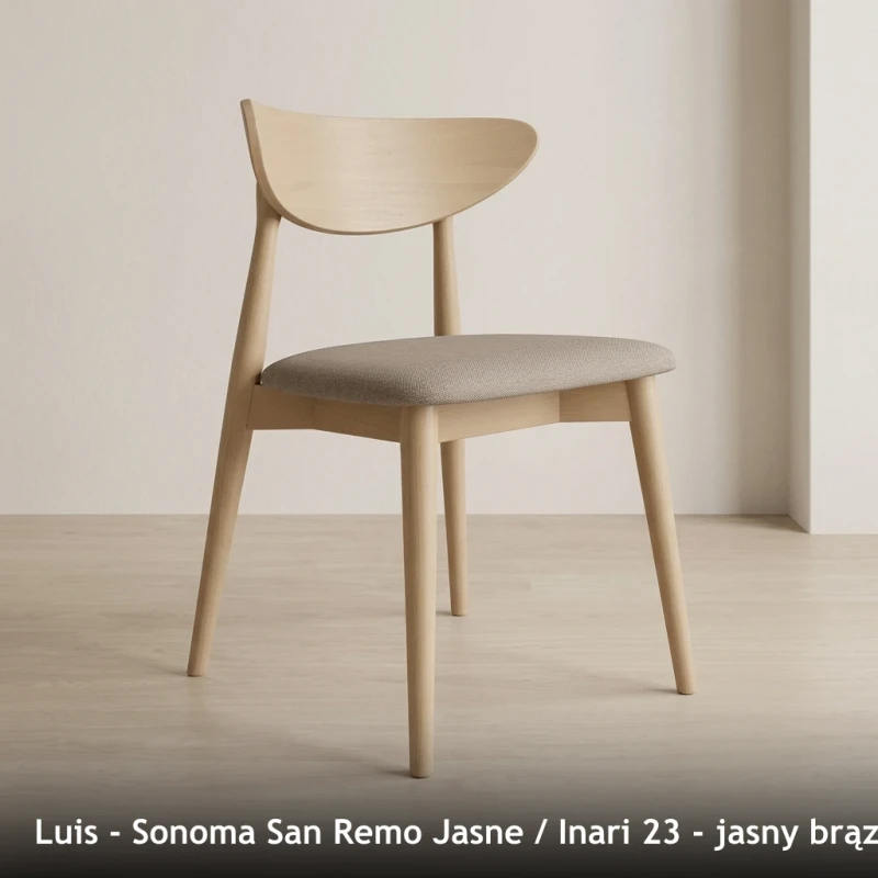 Krzesło drewniane LUIS - Sonoma San Remo Jasne, Inari 23, jasny brązowy