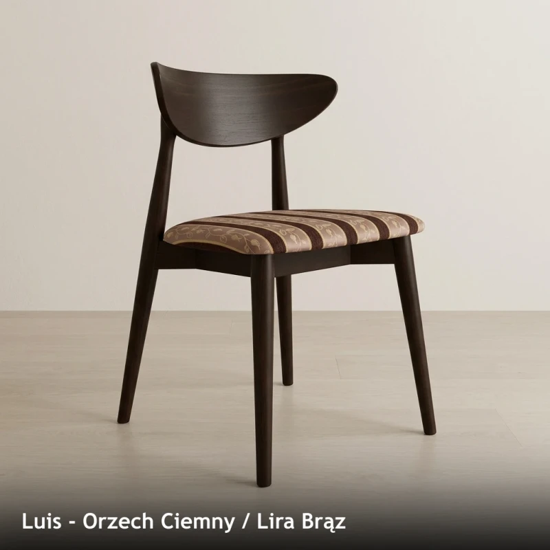 Krzesło drewniane LUIS - Orzech Ciemny, Lira Brąz