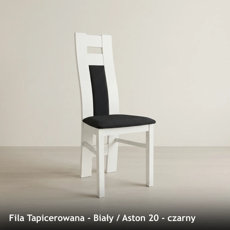 FILA TAPICEROWANA - stelaż Biały, tkanina Aston 20, czarny