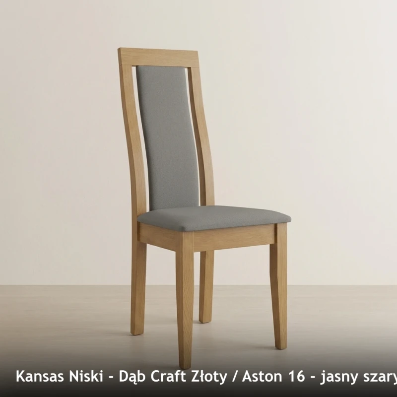 Kansas Niski - Dąb Craft Złoty - Aston 16 - jasny szary