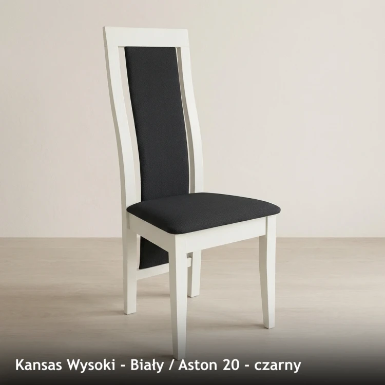 KANSAS WYSOKI - stelaż Biały, tkanina Aston 20, czarny