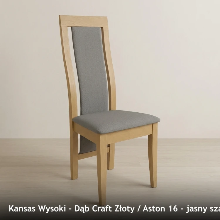 KANSAS WYSOKI - stelaż Dąb Craft Złoty, tkanina Aston 16, jasny szary