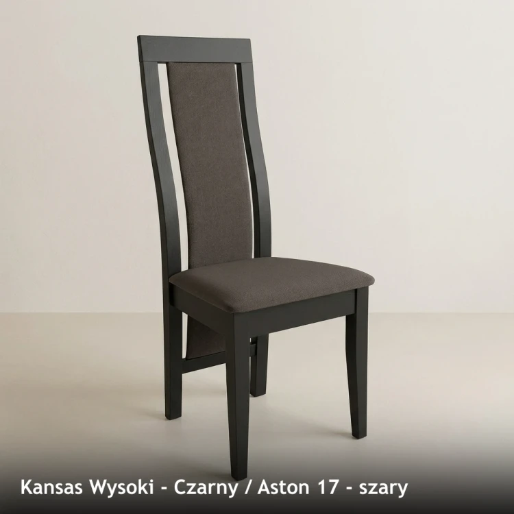 KANSAS WYSOKI - stelaż Czarny, tkanina Aston 17, szary