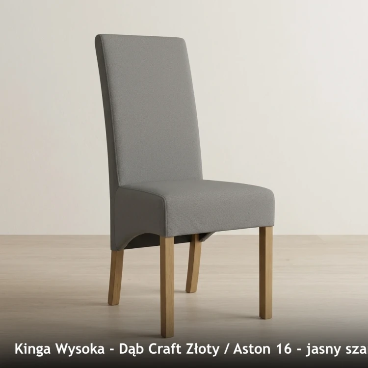 KINGA WYSOKA - stelaż Dąb Craft Złoty, tkanina Aston 16, jasny szary