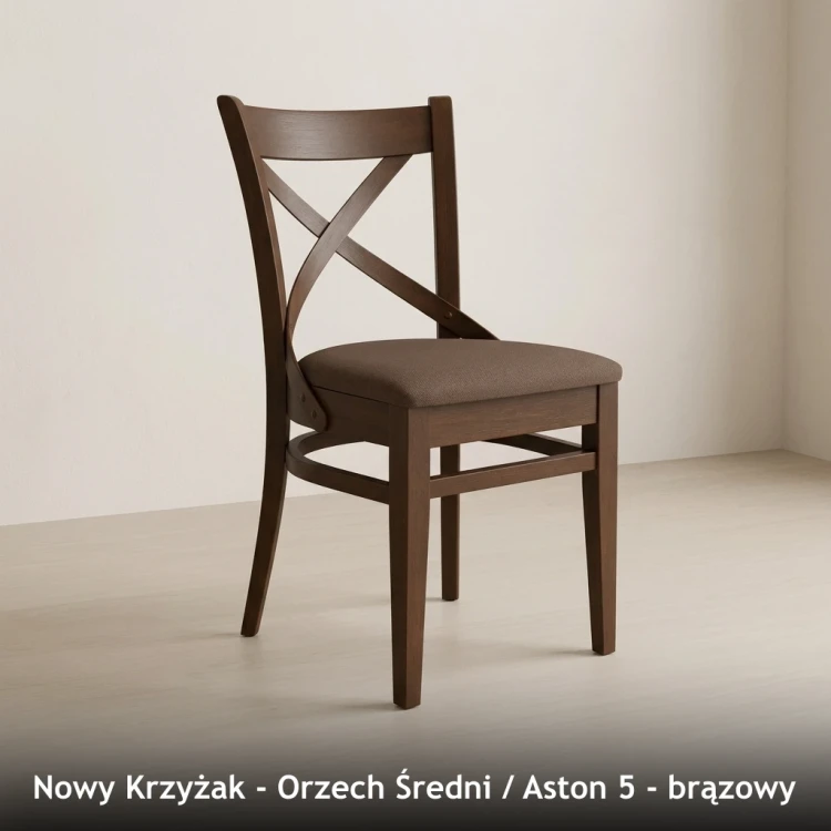 NOWY KRZYŻAK - stelaż Orzech Średni, tkanina Aston 5, brązowy