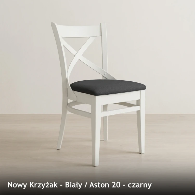 NOWY KRZYŻAK - stelaż Biały, tkanina Aston 20, czarny