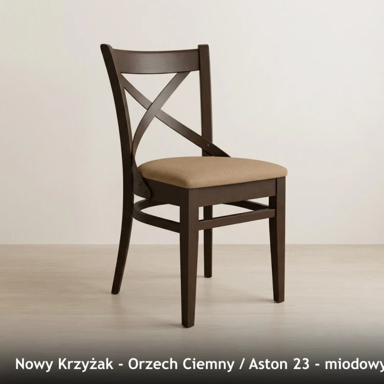 NOWY KRZYŻAK - stelaż Orzech Ciemny, tkanina Aston 23, miodowy