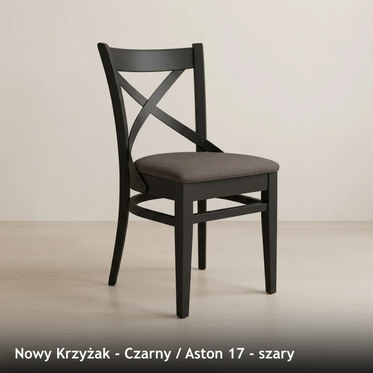 NOWY KRZYŻAK - stelaż Czarny, tkanina Aston 17, szary