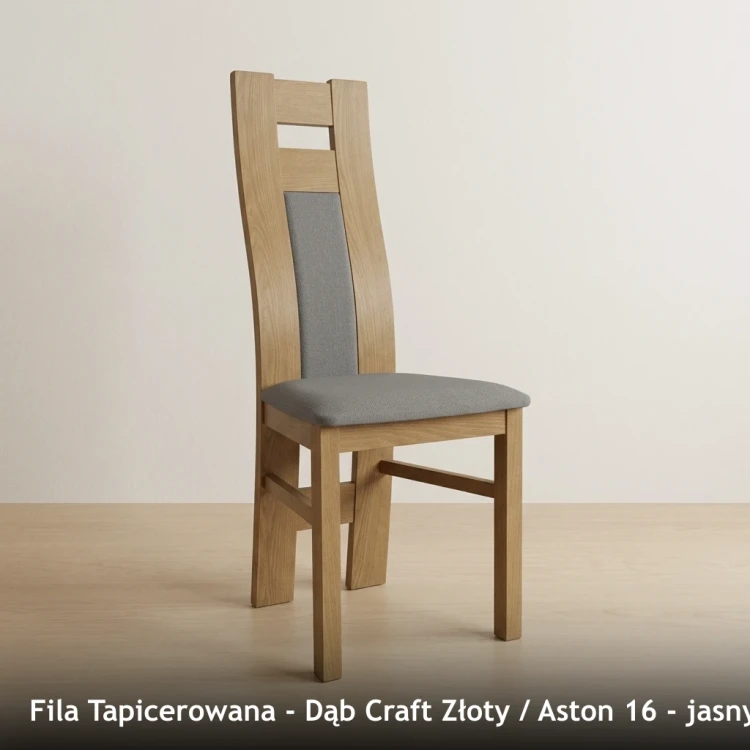 FILA TAPICEROWANA - stelaż Dąb Craft Złoty, tkanina Aston 16, jasny szary