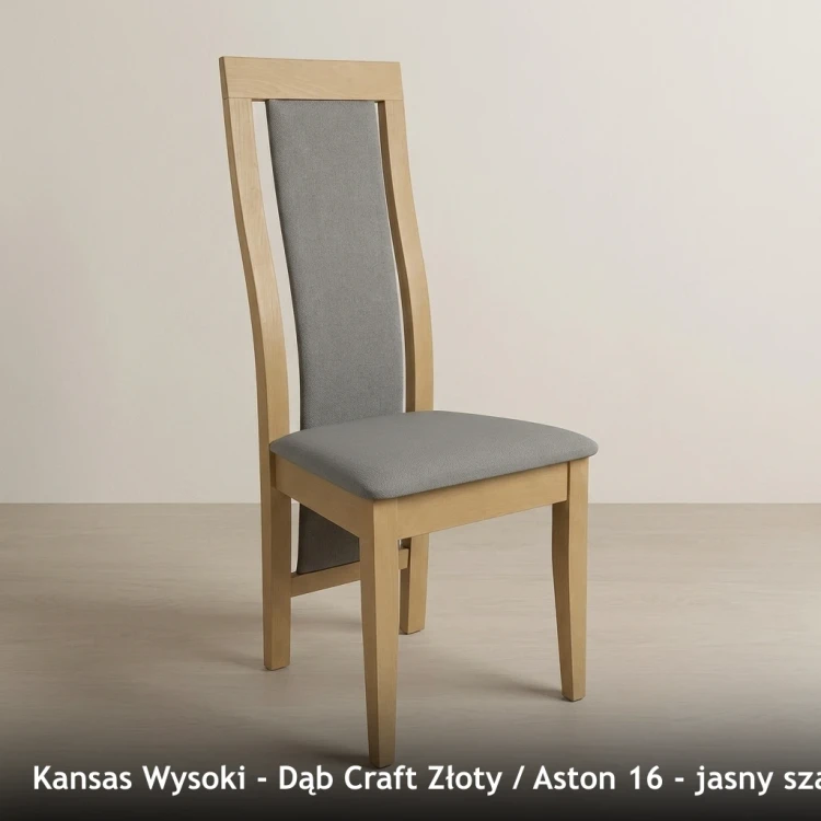 KANSAS WYSOKI - stelaż Dąb Craft Złoty, tkanina Aston 16, jasny szary