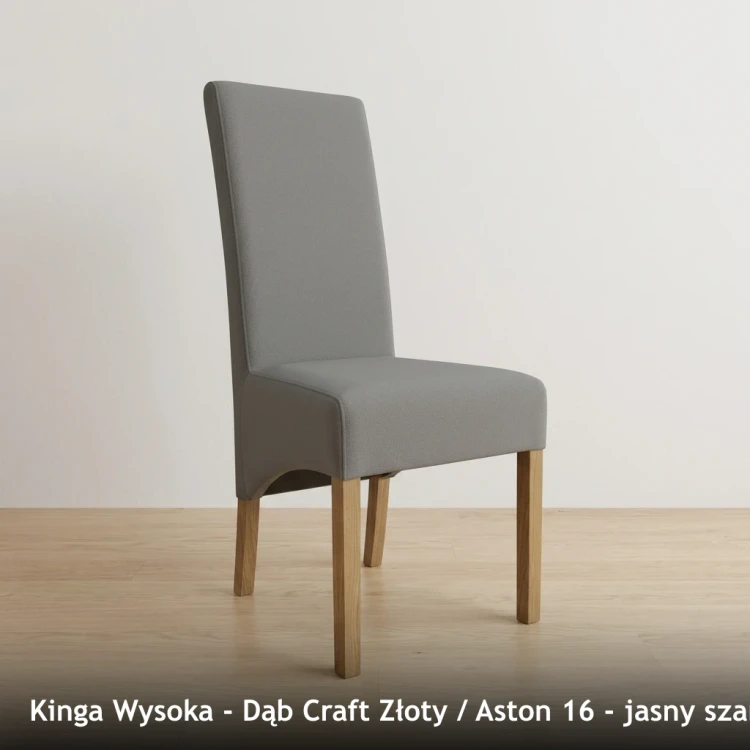 KINGA WYSOKA - stelaż Dąb Craft Złoty, tkanina Aston 16, jasny szary