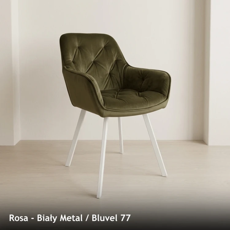 ROSA - stelaż Biały Metal, tkanina Bluvel 77