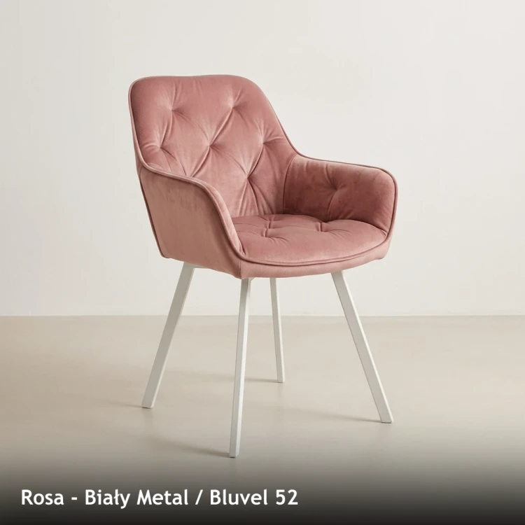 ROSA - stelaż Biały Metal, tkanina Bluvel 52