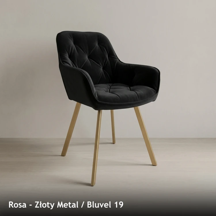 ROSA - stelaż Złoty Metal, tkanina Bluvel 19