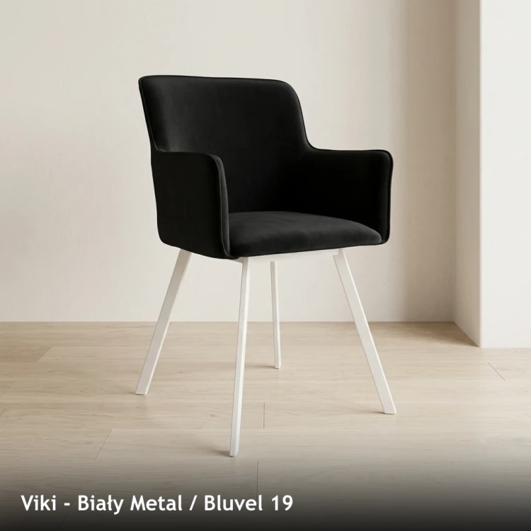 VIKI - stelaż Biały Metal, tkanina Bluvel 19
