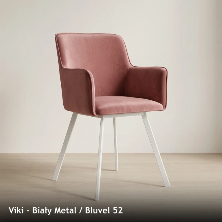VIKI - stelaż Biały Metal, tkanina Bluvel 52
