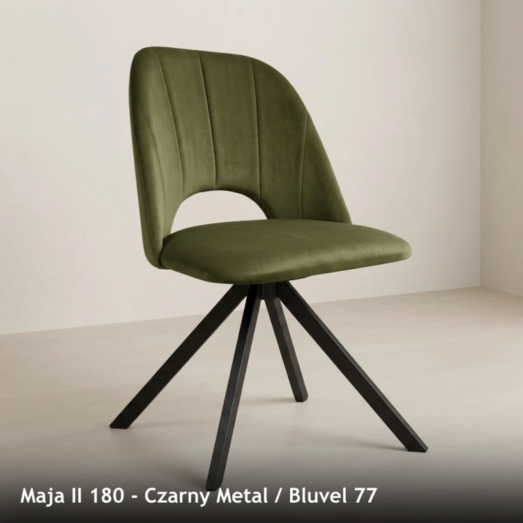 MAJA II 180 - stelaż Czarny Metal, tkanina Bluvel 77