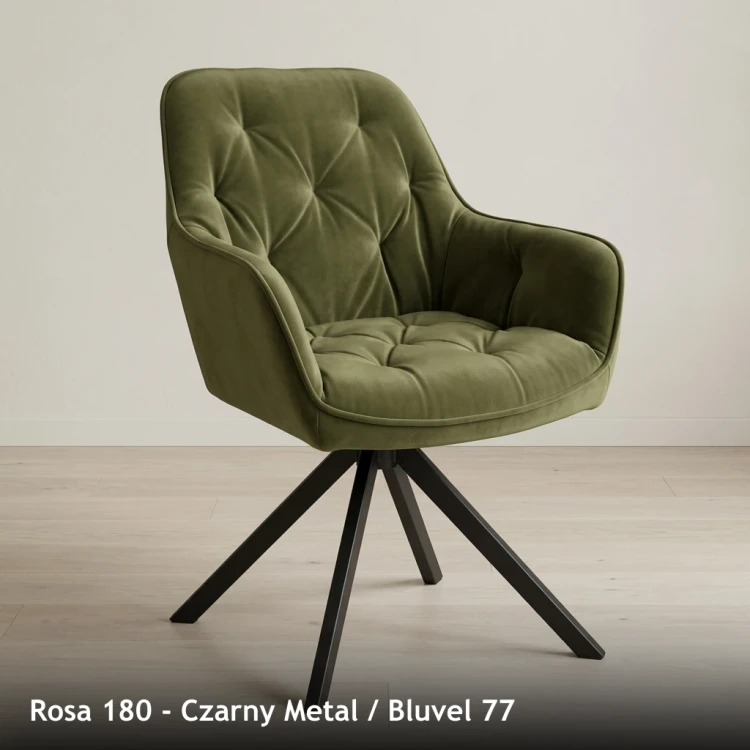 ROSA 180 - stelaż Czarny Metal, tkanina Bluvel 77