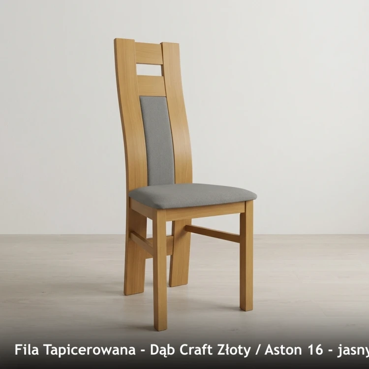 FILA TAPICEROWANA - stelaż Dąb Craft Złoty, tkanina Aston 16, jasny szary