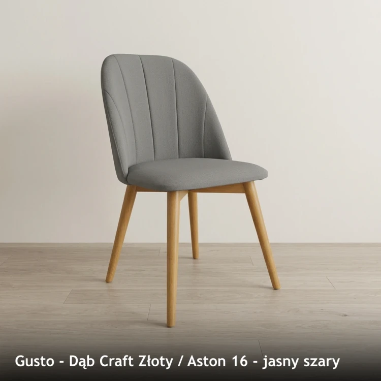 GUSTO - stelaż Dąb Craft Złoty, tkanina Aston 16, jasny szary