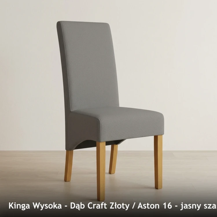 KINGA WYSOKA - stelaż Dąb Craft Złoty, tkanina Aston 16, jasny szary