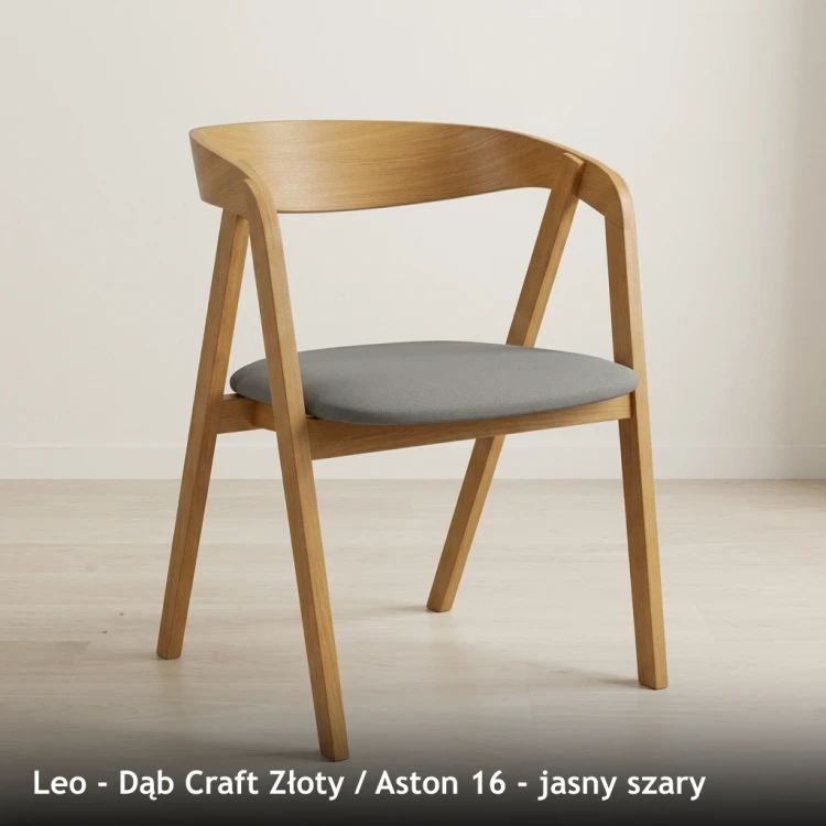 LEO - stelaż Dąb Craft Złoty, tkanina Aston 16, jasny szary