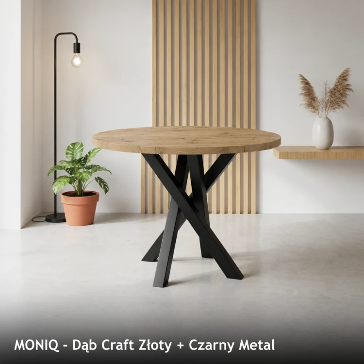 MONIQ - Dąb Craft Złoty + Czarny Metal