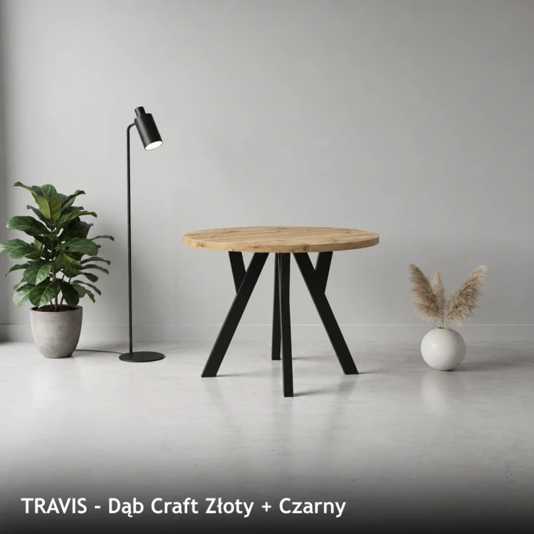 TRAVIS - Dąb Craft Złoty + Czarny