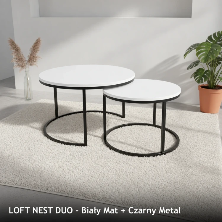 LOFT NEST DUO - Biały Mat + Czarny Metal