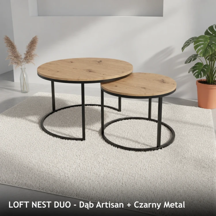 LOFT NEST DUO - Dąb Artisan + Czarny Metal