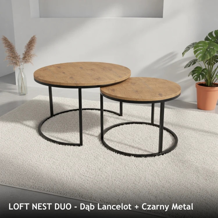 LOFT NEST DUO - Dąb Lancelot + Czarny Metal